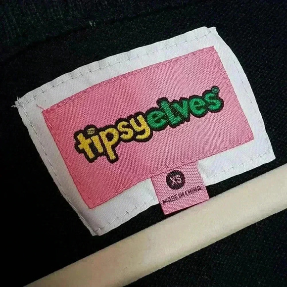 Tipsy Elves Oversized Black Sweater Dress Iridescent Sequin Christmas Lights XS - Picture 14 of 16